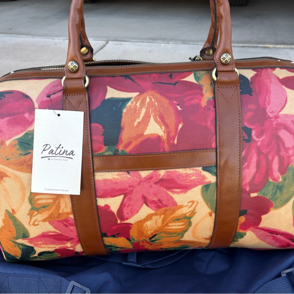 NWT Patricia Nash Floral Canvas Travel Bag - Red and Orange